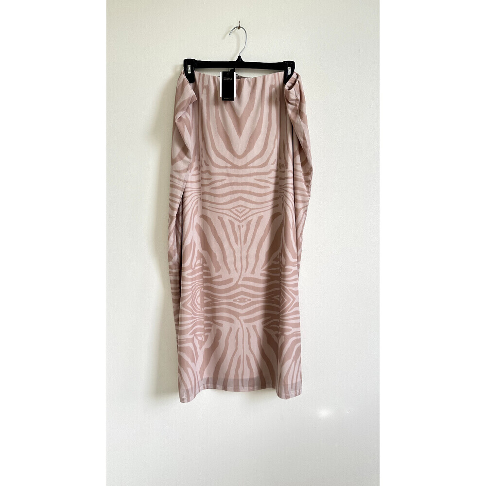 AFRM Women's Felix Power Mesh Midi Skirt In Nude Zebra Plus Size 2X